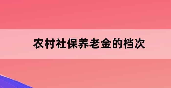 农村社保养老金的档次