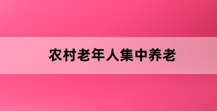 农村养老服务问题
