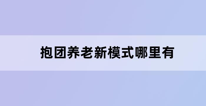 抱团养老新模式