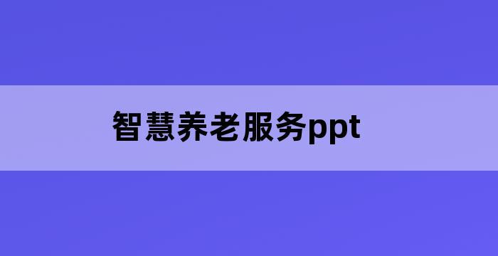 老年智慧服务与管理