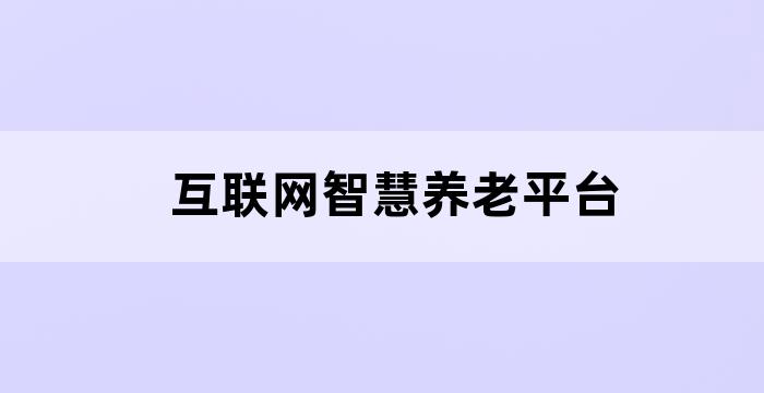 互联网+智慧养老服务