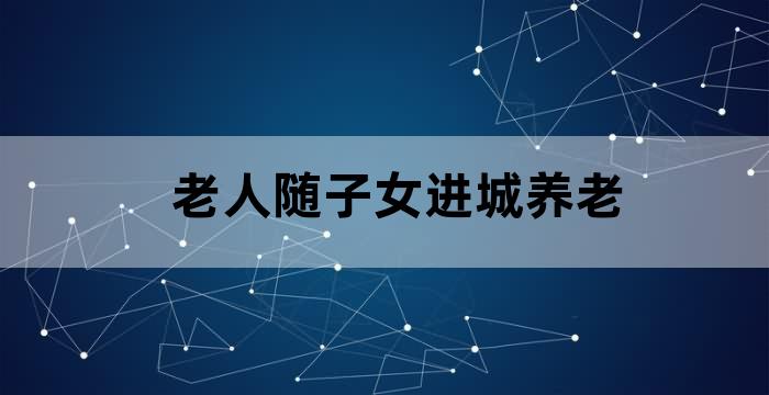 城镇无子女老人国家政策