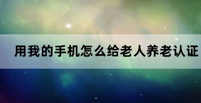 用我的手机怎么给老人养老认证