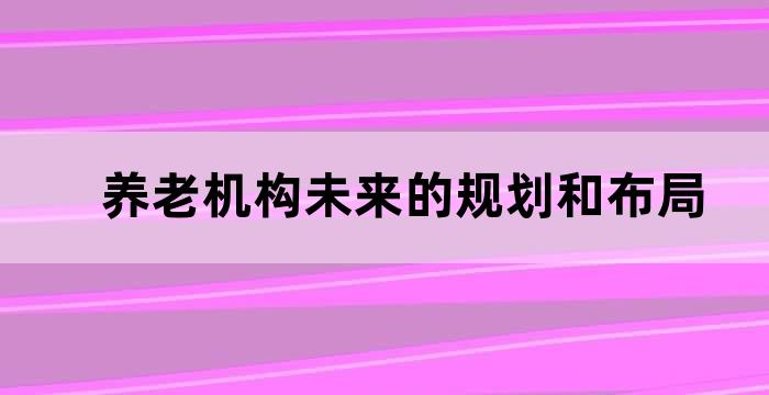 养老机构战略规划