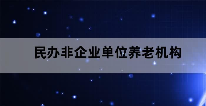民办非企业养老机构