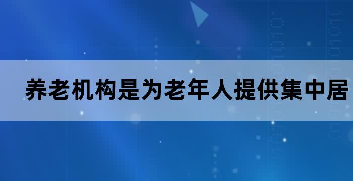养老机构提供的养老服务