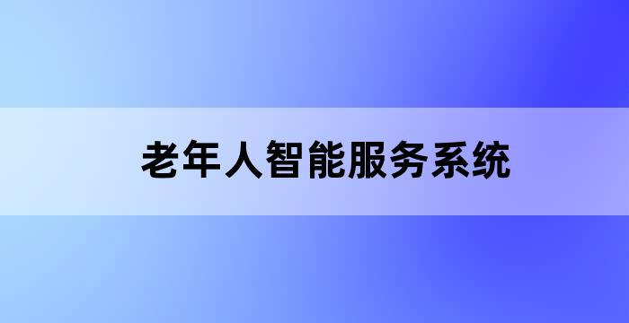老年人智慧服务
