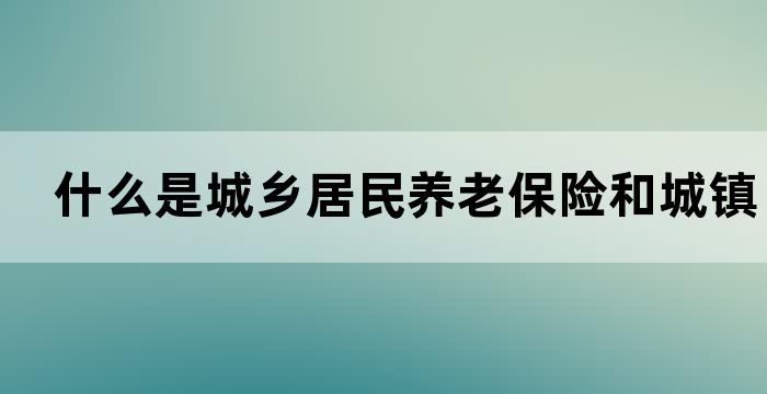 什么是城乡居民养老保险和城镇居民养老保险