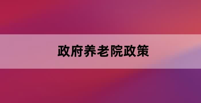 政府对养老机构扶持政策